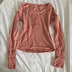Free People Coral Long Sleeve Top